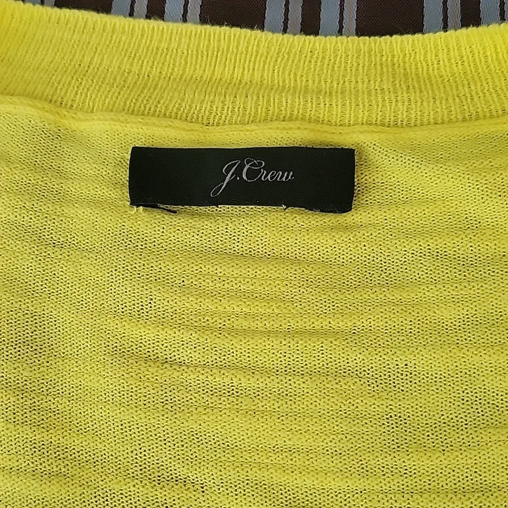 J Crew Yellow Citron Cotton Sweater Sz XL